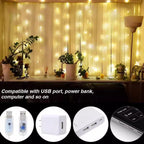 Led Fairy String Curtain Lights 8 Modes Remote USB Valentine's Day Decoration Home Festival New Year Lights with Remote Control Curtain Light String 8 Lighting Modes, Fairy Lights, Copper Wire Lights, Christmas Party, Wedding