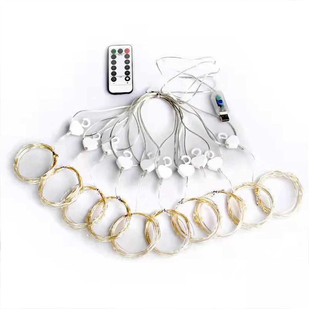 Led Fairy String Curtain Lights 8 Modes Remote USB Valentine's Day Decoration Home Festival New Year Lights with Remote Control Curtain Light String 8 Lighting Modes, Fairy Lights, Copper Wire Lights, Christmas Party, Wedding
