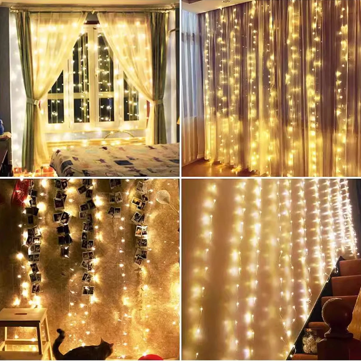 Led Fairy String Curtain Lights 8 Modes Remote USB Valentine's Day Decoration Home Festival New Year Lights with Remote Control Curtain Light String 8 Lighting Modes, Fairy Lights, Copper Wire Lights, Christmas Party, Wedding