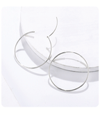 SOMILIA 925 Sterling Silver Platinum Big Hoop Earrings for Women Real Money Jewelry Female Fashion Womens Fine Earrings 10-90mm