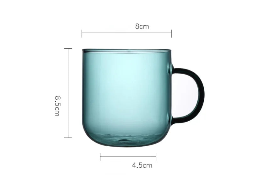 Heat Resistant Glass Colorful Coffee Glasses with Handle Household Milk Breakfast Cup Nordic Modern Mug Drinking Glasses