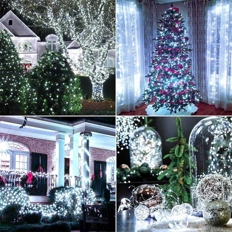 Solar String Fairy Lights Outdoor Waterproof 8 Modes Twinkle Rope Strip Light Garland Lamp for Patio Garden Lawn Tree Yard Fence