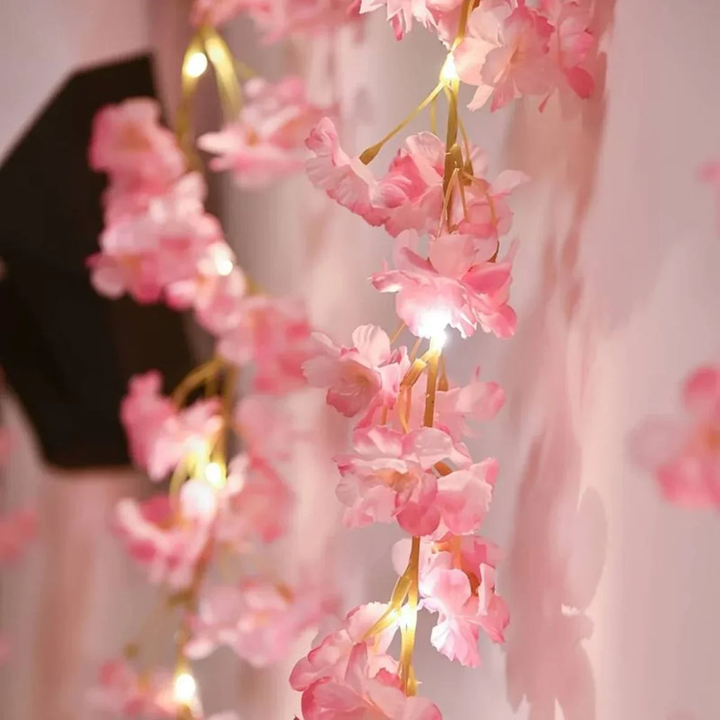 Fairy Lights 2M 20LEDs, Cherry Blossom Artificial Flower Garland String Light for Bedroom Wedding Party Holiday Decoration