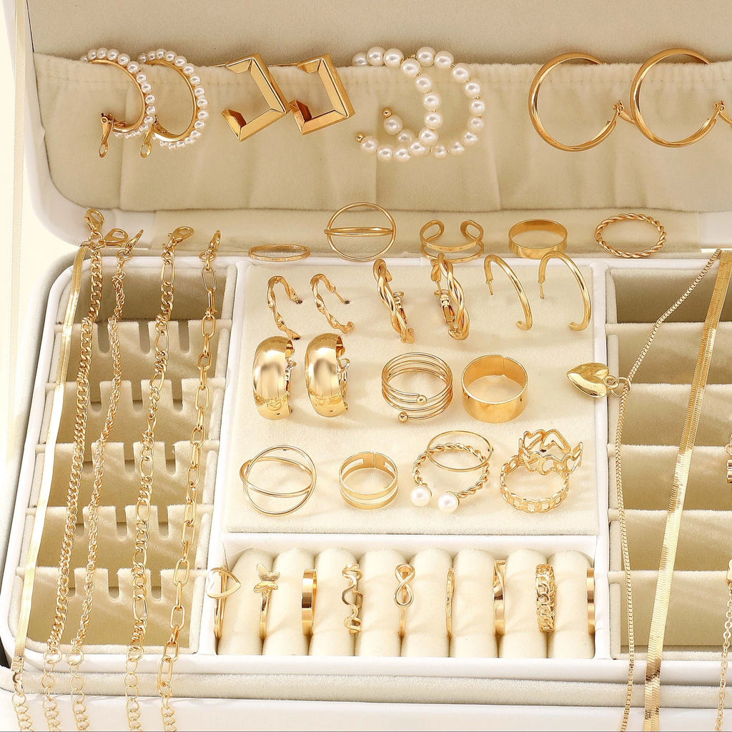 54-Piece Elegant Assortment With Earrings, Necklaces, Rings, Bracelets, Versatile 4-in-1 Collection For Daily Jewelry Set