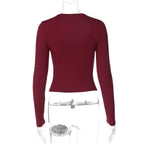 Dulzura 2025 Autumn Latest Fashion Sexy Square Collar Long Sleeve Slim Lace Up Lace Ruffles Patchwork T-Shirt Party Club Clothes