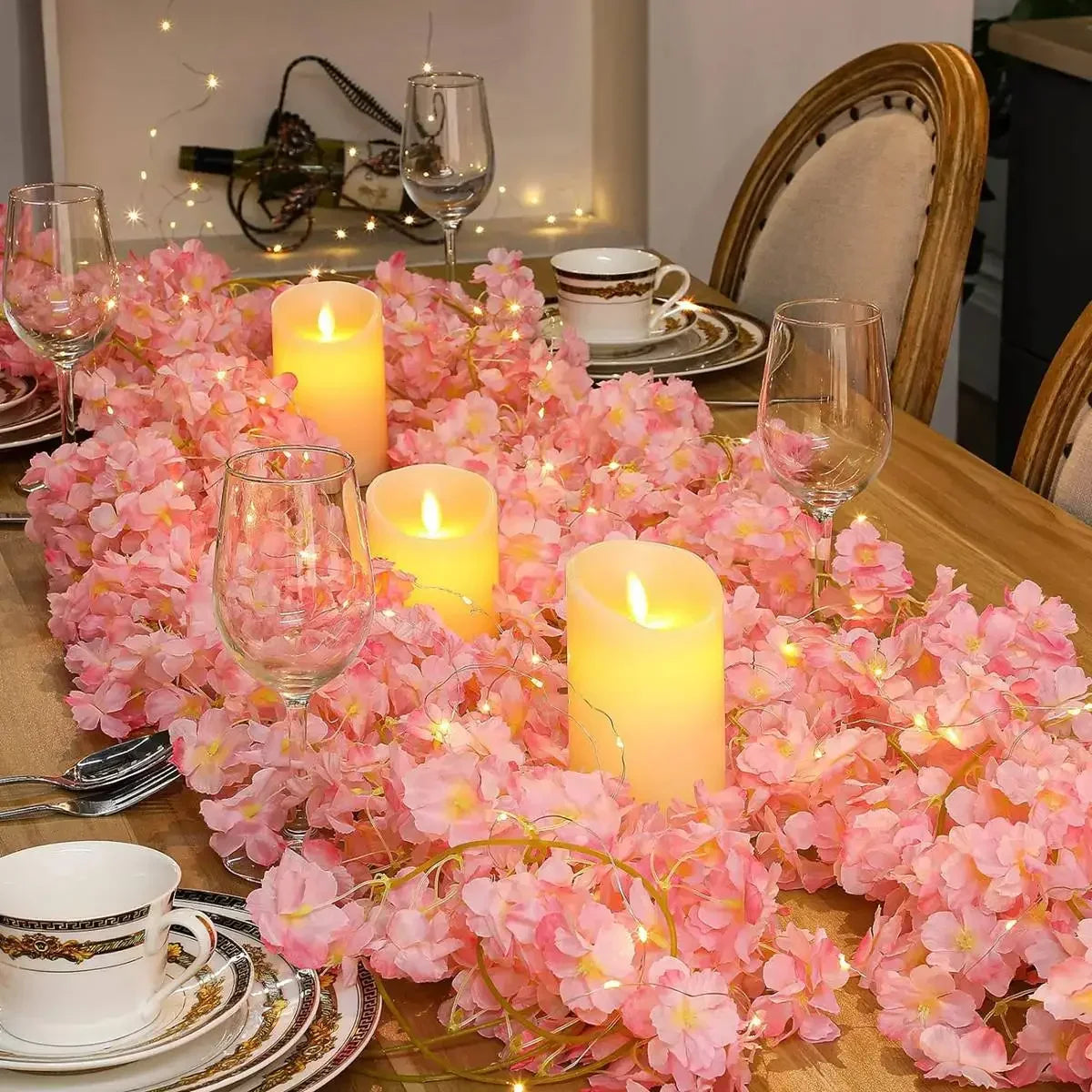 Fairy Lights 2M 20LEDs, Cherry Blossom Artificial Flower Garland String Light for Bedroom Wedding Party Holiday Decoration
