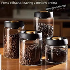 Manual Vacuum Sealed Coffee Jar High Borosilicate Glass Moisture Proof Tea Storage Container for Kitchen Coffee