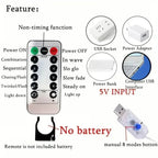 Remote Control Fairy Lights 3 4 6 Meters USB LED Curtain String Lights for Christmas Home Bedroom Decoration Festive Party