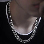 925 sterling silver plated Flat Cuban Chain Necklace For Men Male Neck Jewelry Accessories 4MM/6MM/8MM/10MM Width