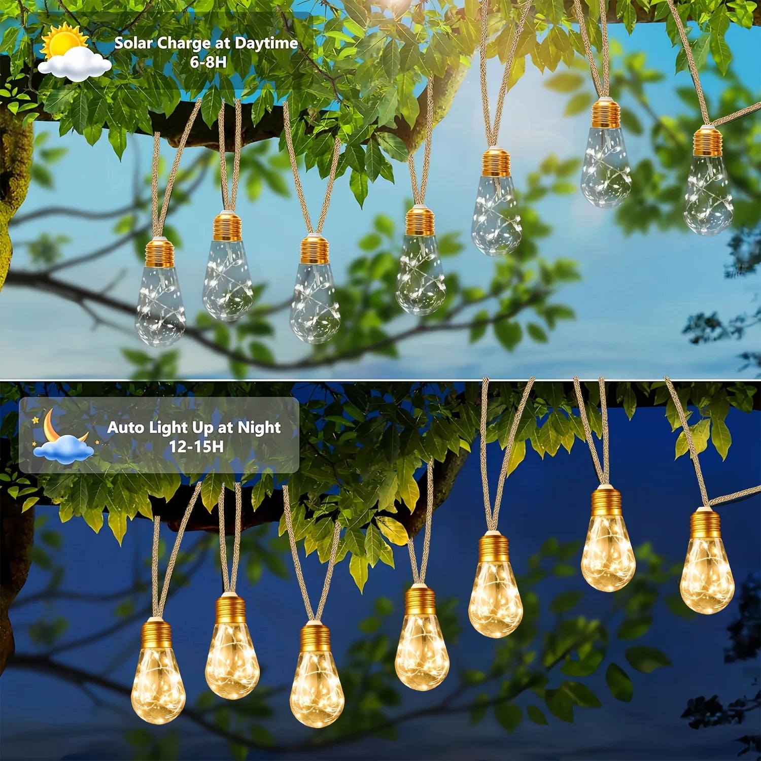 New Arrival! Solar Fairy Lights with 25/15/10 Unbreakable Clear Bulbs - IP44 Waterproof & 8 Modes for Outdoor Bliss!