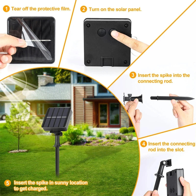 Solar String Fairy Lights Outdoor Waterproof 8 Modes Twinkle Rope Strip Light Garland Lamp for Patio Garden Lawn Tree Yard Fence