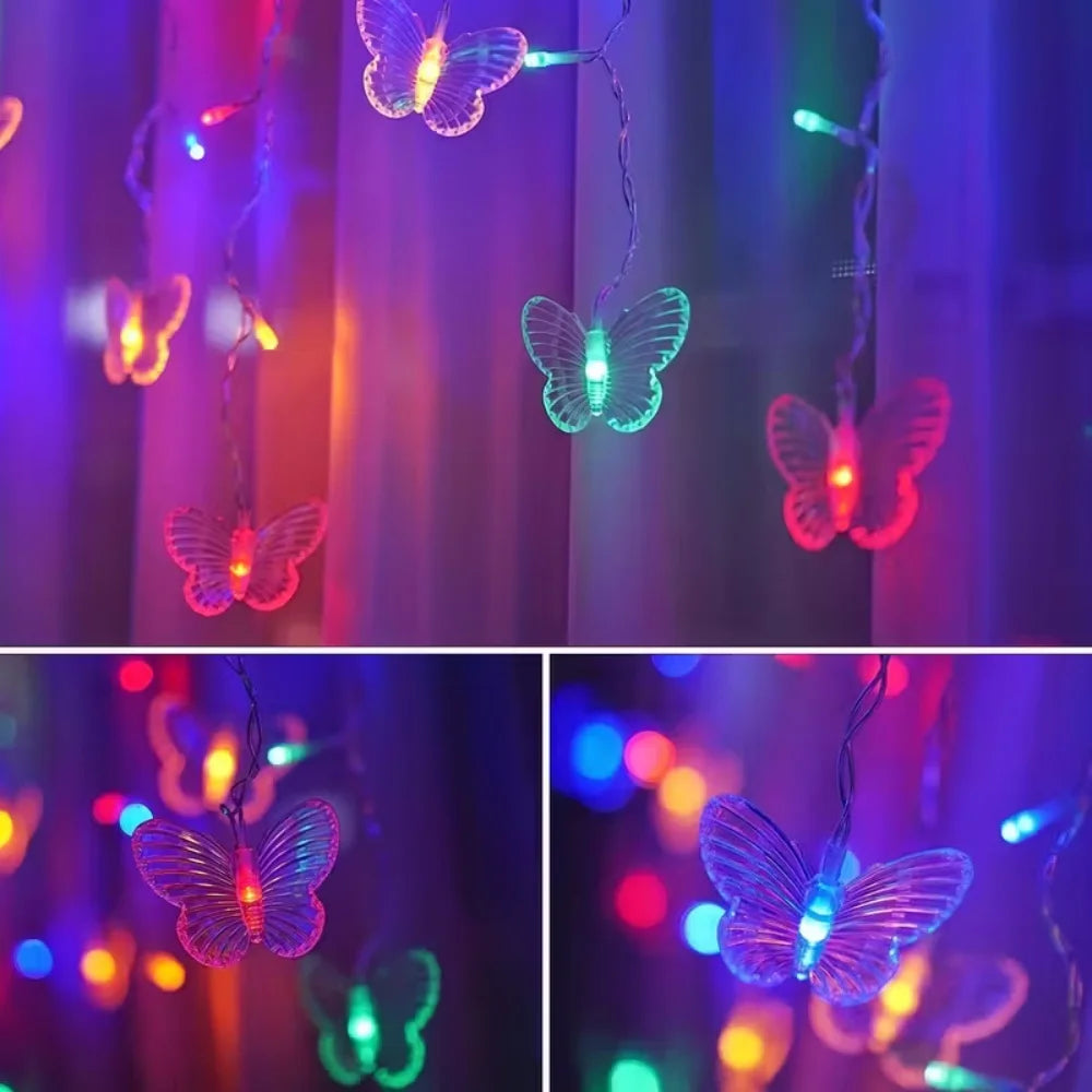 Butterfly Shape LED Curtain Fairy String Lights USB Powered With 8 Flashing Modes Perfect For Wedding, Party & Holiday Decor