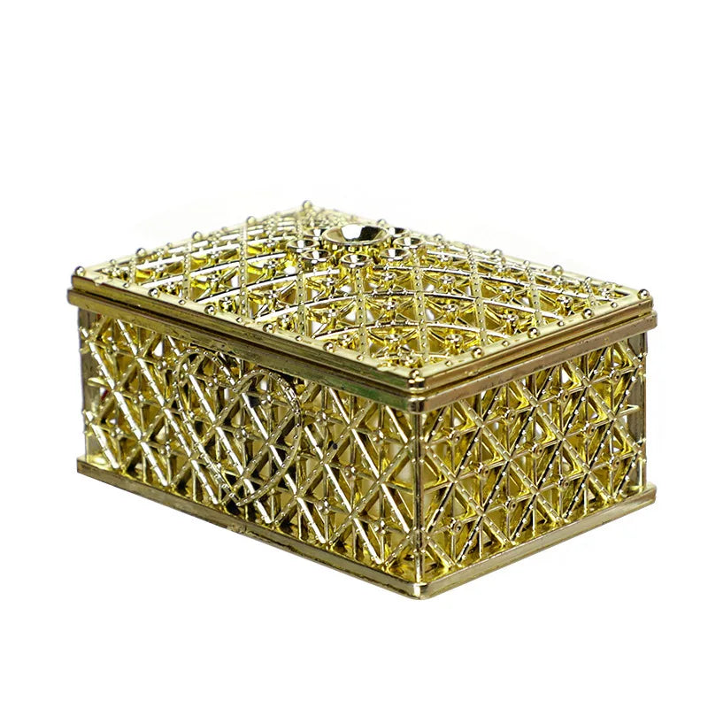 2 PCs Mini Treasure Storage Jewelry Box Silver-color Hollow Flower Pattern Jewelry Case Boxes for Necklace Earring Ring 2030
