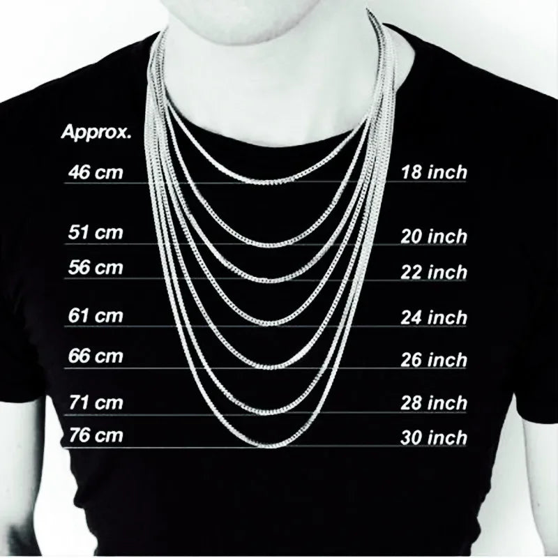 925 sterling silver plated Flat Cuban Chain Necklace For Men Male Neck Jewelry Accessories 4MM/6MM/8MM/10MM Width