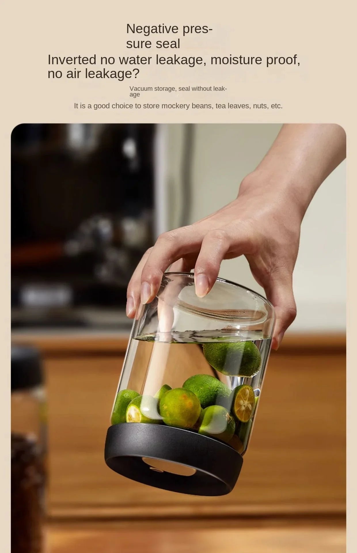 Manual Vacuum Sealed Coffee Jar High Borosilicate Glass Moisture Proof Tea Storage Container for Kitchen Coffee