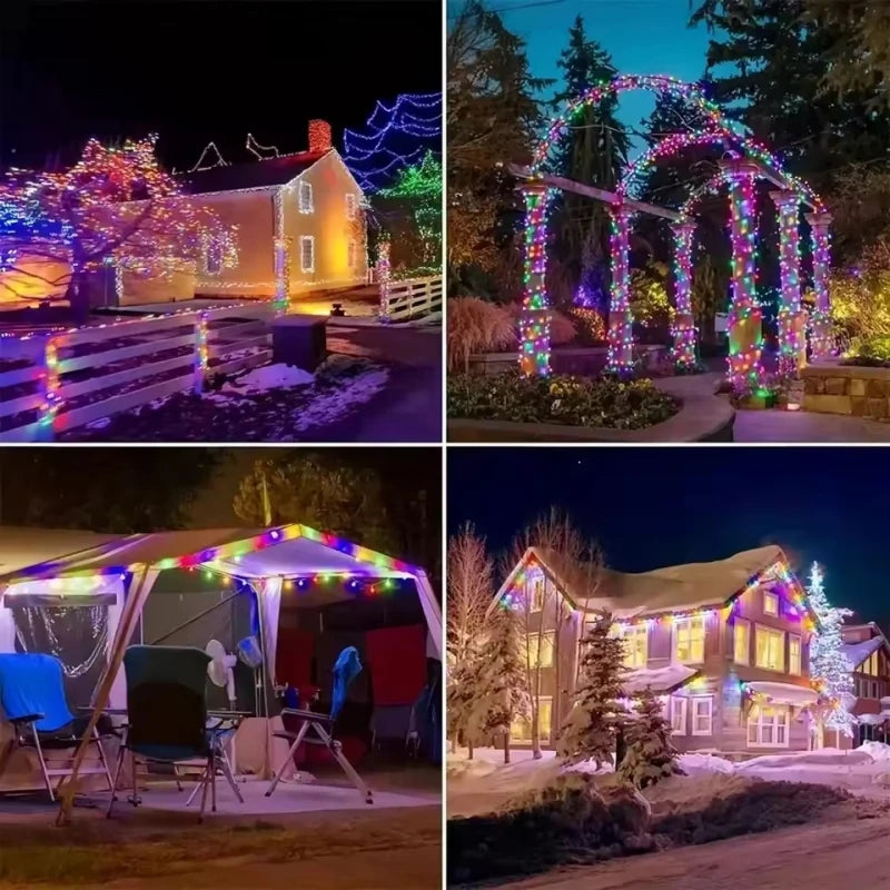 Solar String Fairy Lights Outdoor Waterproof 8 Modes Twinkle Rope Strip Light Garland Lamp for Patio Garden Lawn Tree Yard Fence