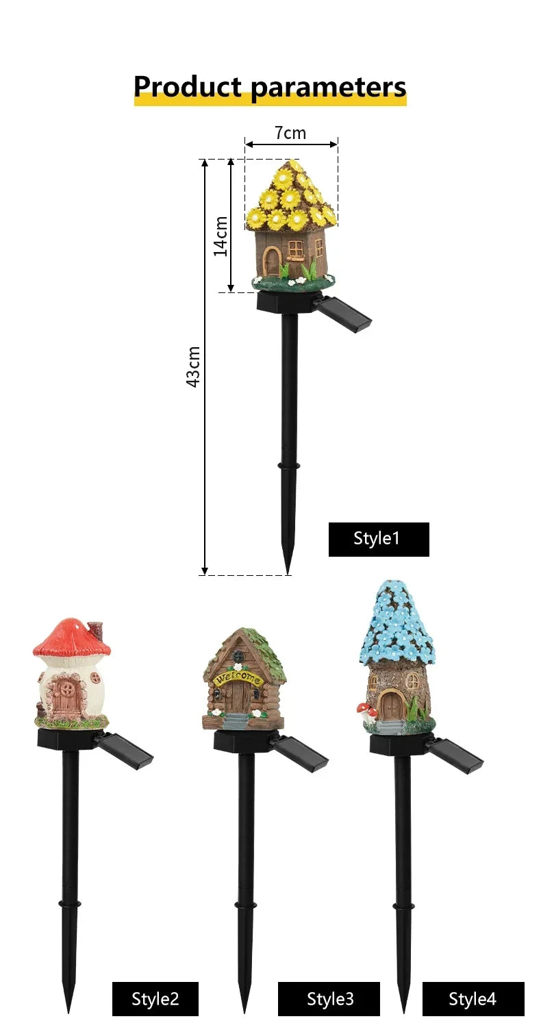 Solar Powered Fairy House Lawn Lamp Solar Led Light Outdoor Garden Decoration Lamp Waterproof Solar Lights