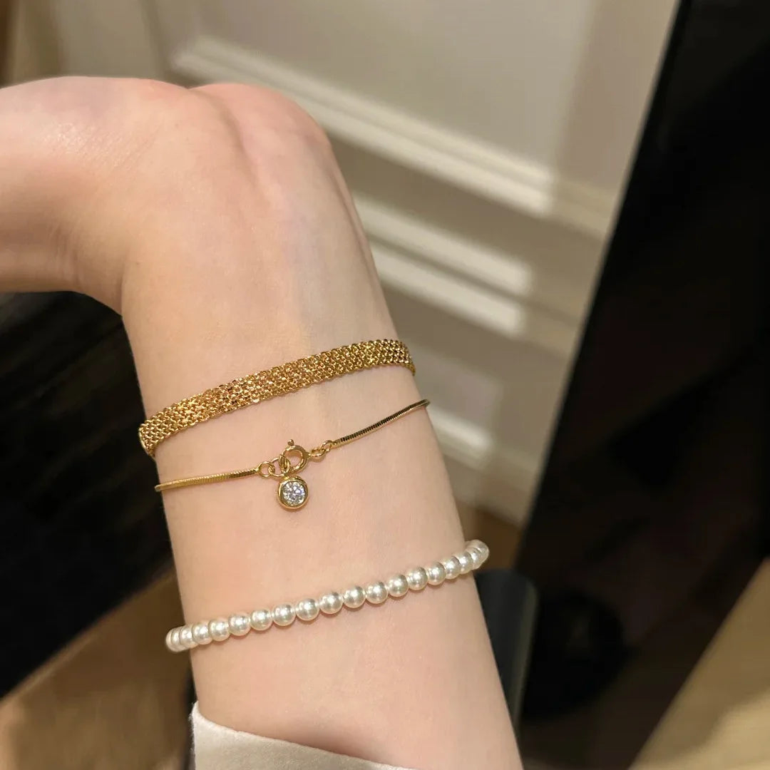 Yupsk Stainless Steel Watch Strap Bracelets Vintage Woven Strap Bracelet for Women Daily Versatile Jewelry Gift