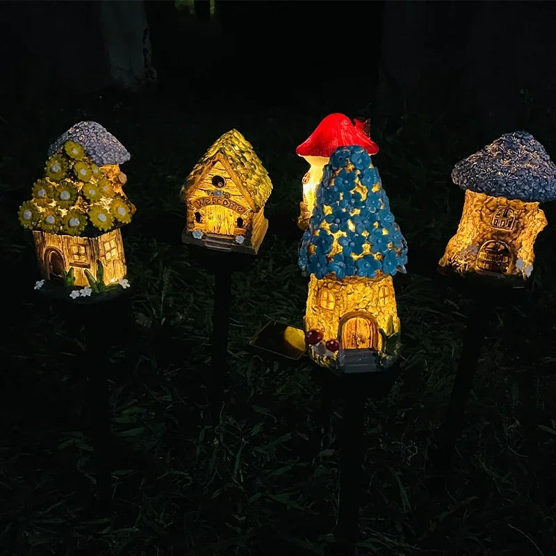 Solar Powered Fairy House Lawn Lamp Solar Led Light Outdoor Garden Decoration Lamp Waterproof Solar Lights