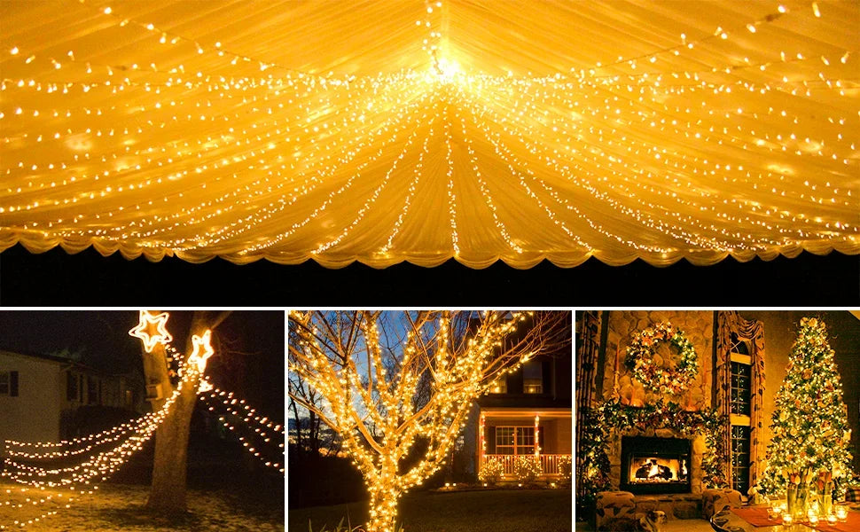 LED Outdoor Led Solar String Lights Fairy Light Solar Powered Garland Lights 8 Mode Garden Wedding Decoration Waterproof