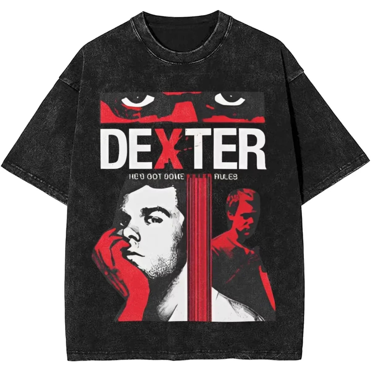 New Dexter Morgan Edition Middle Finger Retro Trendy Vintage Washed T-Shirt Summer Y2K Tops Cotton Men Women Tees Short Sleeve