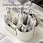 1pc Multi-Functional 2-in-1 Desk Organizer with 360-Degree Rotating Pen Holder, Large Capacity Plastic Storage Caddy for Office