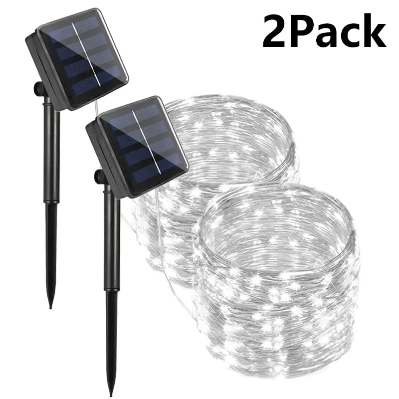 Solar String Fairy Lights Outdoor Waterproof 8 Modes Twinkle Rope Strip Light Garland Lamp for Patio Garden Lawn Tree Yard Fence