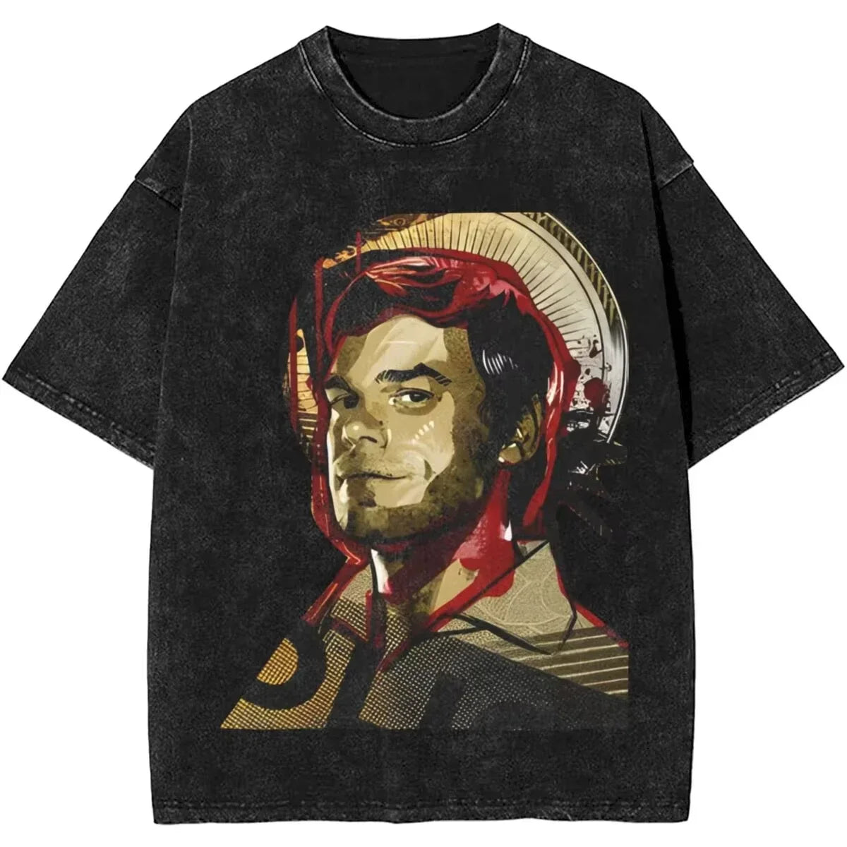 New Dexter Morgan Edition Middle Finger Retro Trendy Vintage Washed T-Shirt Summer Y2K Tops Cotton Men Women Tees Short Sleeve