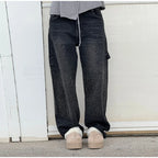 Chic Rhinestone Women's Jeans Y2k Street Oversize Loose Shining Female Wide Leg Pants 2025 Spring Summer Lady Denim Trousers