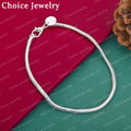 925 Sterling Silver 16-23cm 3mm Snake Chain Bracelet For Women Men Fashion Wedding Engagement Party Jewelry Gifts