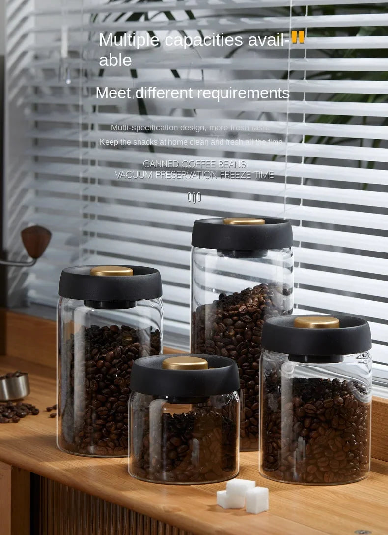 Manual Vacuum Sealed Coffee Jar High Borosilicate Glass Moisture Proof Tea Storage Container for Kitchen Coffee
