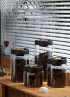 Manual Vacuum Sealed Coffee Jar High Borosilicate Glass Moisture Proof Tea Storage Container for Kitchen Coffee