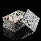 2 PCs Mini Treasure Storage Jewelry Box Silver-color Hollow Flower Pattern Jewelry Case Boxes for Necklace Earring Ring 2030