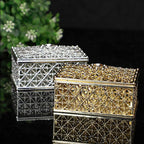 2 PCs Mini Treasure Storage Jewelry Box Silver-color Hollow Flower Pattern Jewelry Case Boxes for Necklace Earring Ring 2030