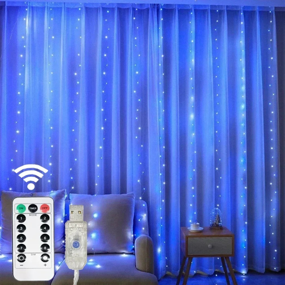 Remote Control Fairy Lights 3 4 6 Meters USB LED Curtain String Lights for Christmas Home Bedroom Decoration Festive Party