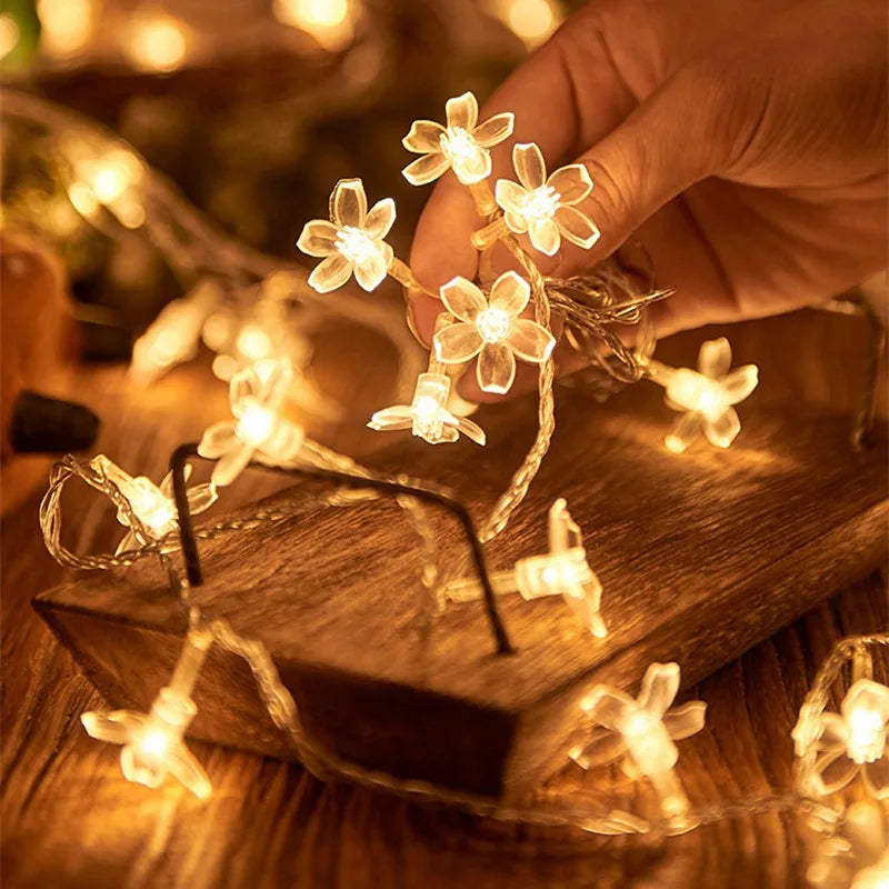 Flower Fairy Lights Battery Operated String Lights Waterproof 10/20/40/80 LED Cherry Blossom Lights For Patry Wedding Decor