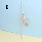 Cat Toy Cat Teaser Stick Handmade Cotton And Linen Woven Wooden Pole Cat Teaser Stick Cute Simulation Mouse Cat Interactive Toy