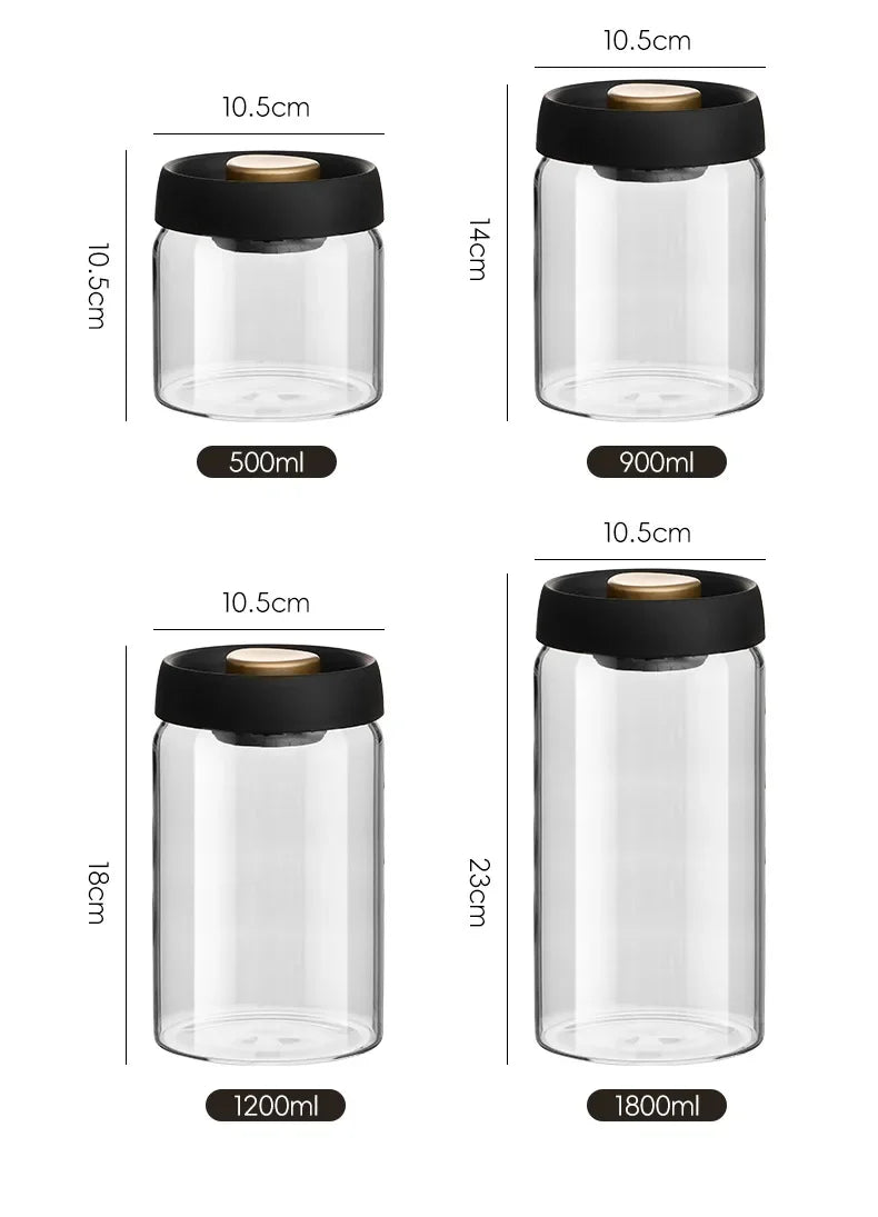 Manual Vacuum Sealed Coffee Jar High Borosilicate Glass Moisture Proof Tea Storage Container for Kitchen Coffee
