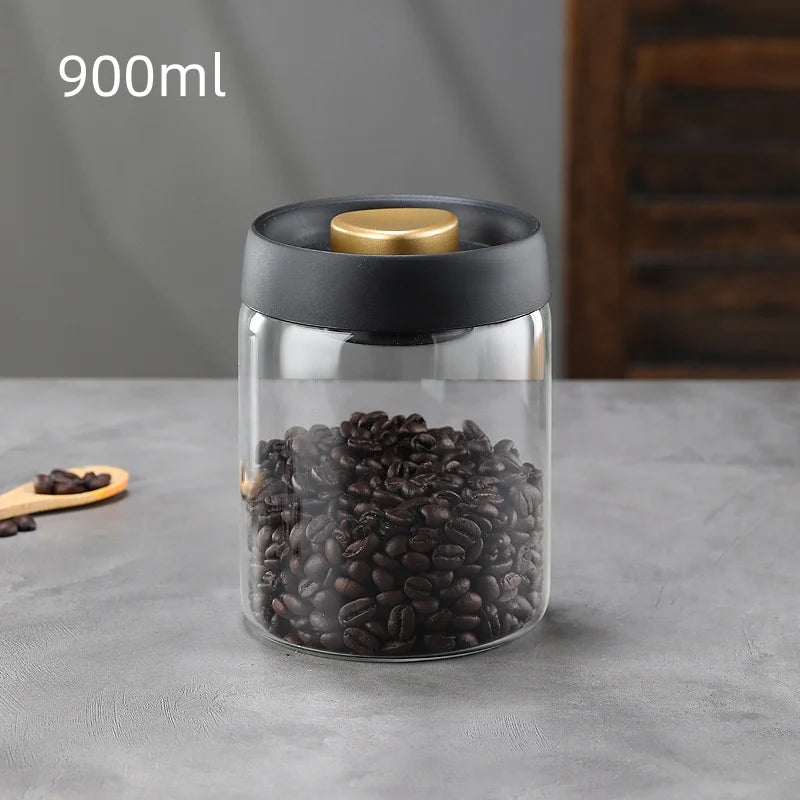 Manual Vacuum Sealed Coffee Jar High Borosilicate Glass Moisture Proof Tea Storage Container for Kitchen Coffee