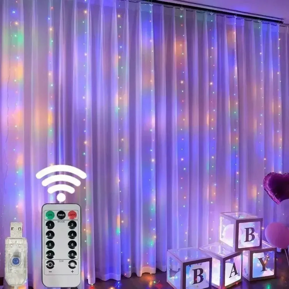 Remote Control Fairy Lights 3 4 6 Meters USB LED Curtain String Lights for Christmas Home Bedroom Decoration Festive Party