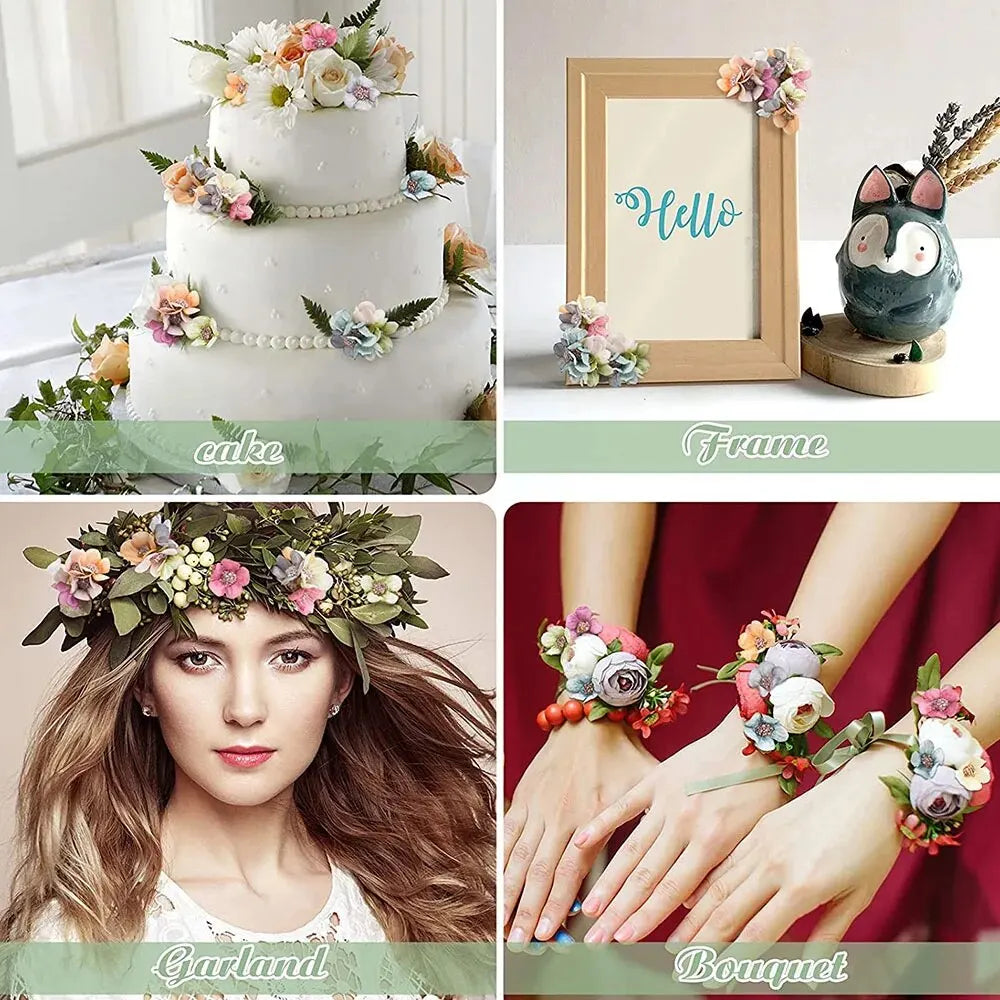 50PCs Mini Artificial Rose Flowers Heads Silk Fake Flowers for Home Dceor Wedding Decoration Craft Wreath Gifts Accessories
