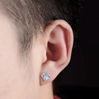 12 Pairs Set Stainless Steel Stud Earrings with Gemstone Buds Round Earrings Unisex Fashion Jewelry Gifts
