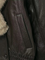 TFMLN 2025 Winter Women Loose Faux Leather Jacket Fashion Removed Big Fur Collar Causal Coat High Street Double Breasted Outwear