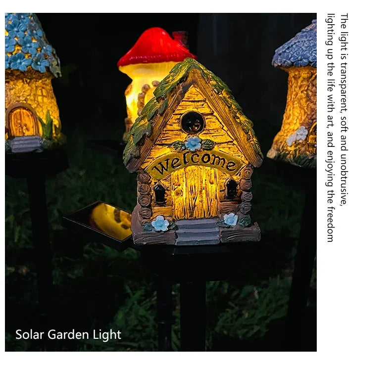 Solar Powered Fairy House Lawn Lamp Solar Led Light Outdoor Garden Decoration Lamp Waterproof Solar Lights