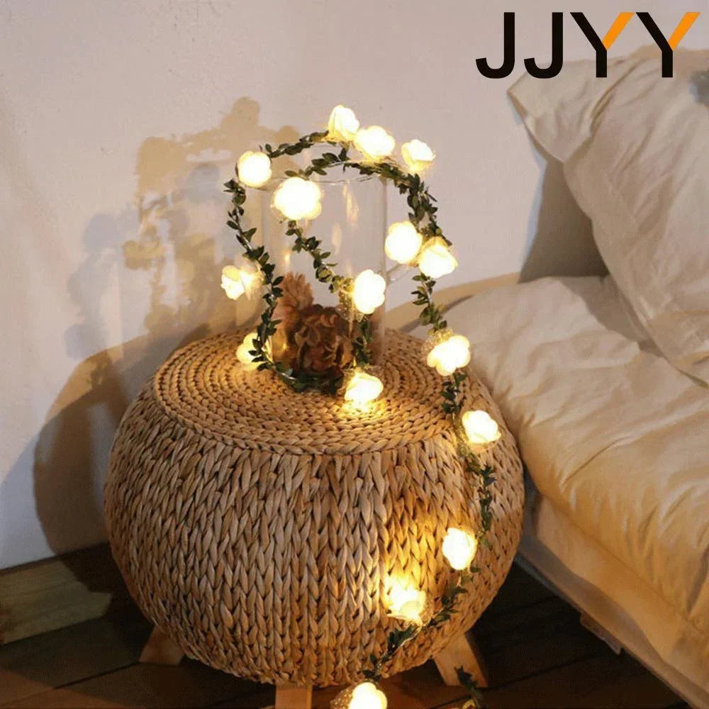 JJYY 1.5M/3M/6M Rose Fairy String Lights,Rose Flower Indoor Fairy Lights Valentine's Day Wedding Decorations, Battery Powered