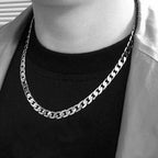 925 sterling silver plated Flat Cuban Chain Necklace For Men Male Neck Jewelry Accessories 4MM/6MM/8MM/10MM Width