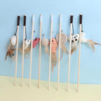Cat Toy Cat Teaser Stick Handmade Cotton And Linen Woven Wooden Pole Cat Teaser Stick Cute Simulation Mouse Cat Interactive Toy