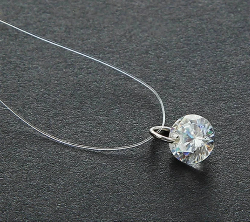 5 Colors Dazzling Zircon Necklace Invisible Transparent Fishing Line Simple Pendant Necklace Jewelry For Women Pearl Jewelry