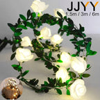 JJYY 1.5M/3M/6M Rose Fairy String Lights,Rose Flower Indoor Fairy Lights Valentine's Day Wedding Decorations, Battery Powered