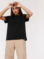 Bornladies Summer 100% Cotton Women's T-shirt Bottoming Basic Fashionable Solid Lady Short Sleeve Loose Tops Shirts 230g/㎡ Tops